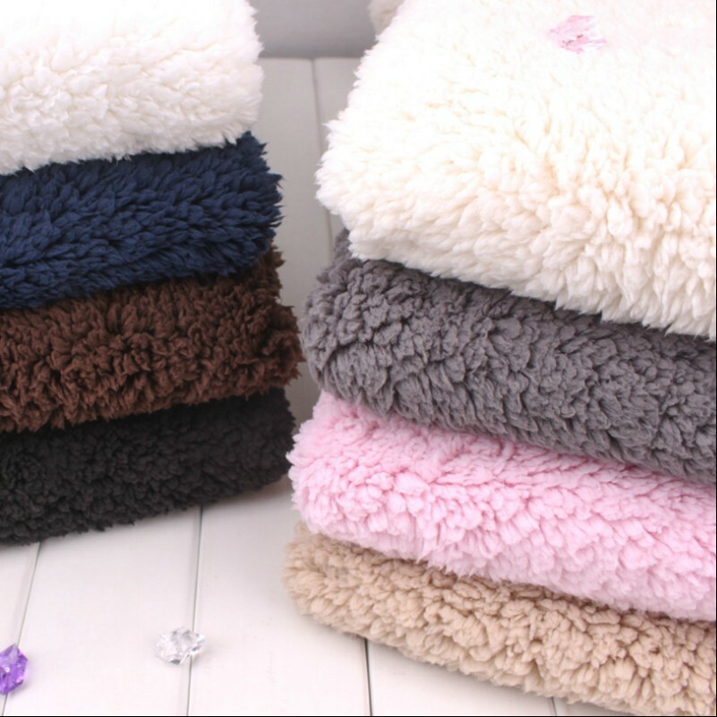 1M Polyester Sherpa Berber Fleece Fabric Faux Fur Lining Cloth Plain Soft Winter