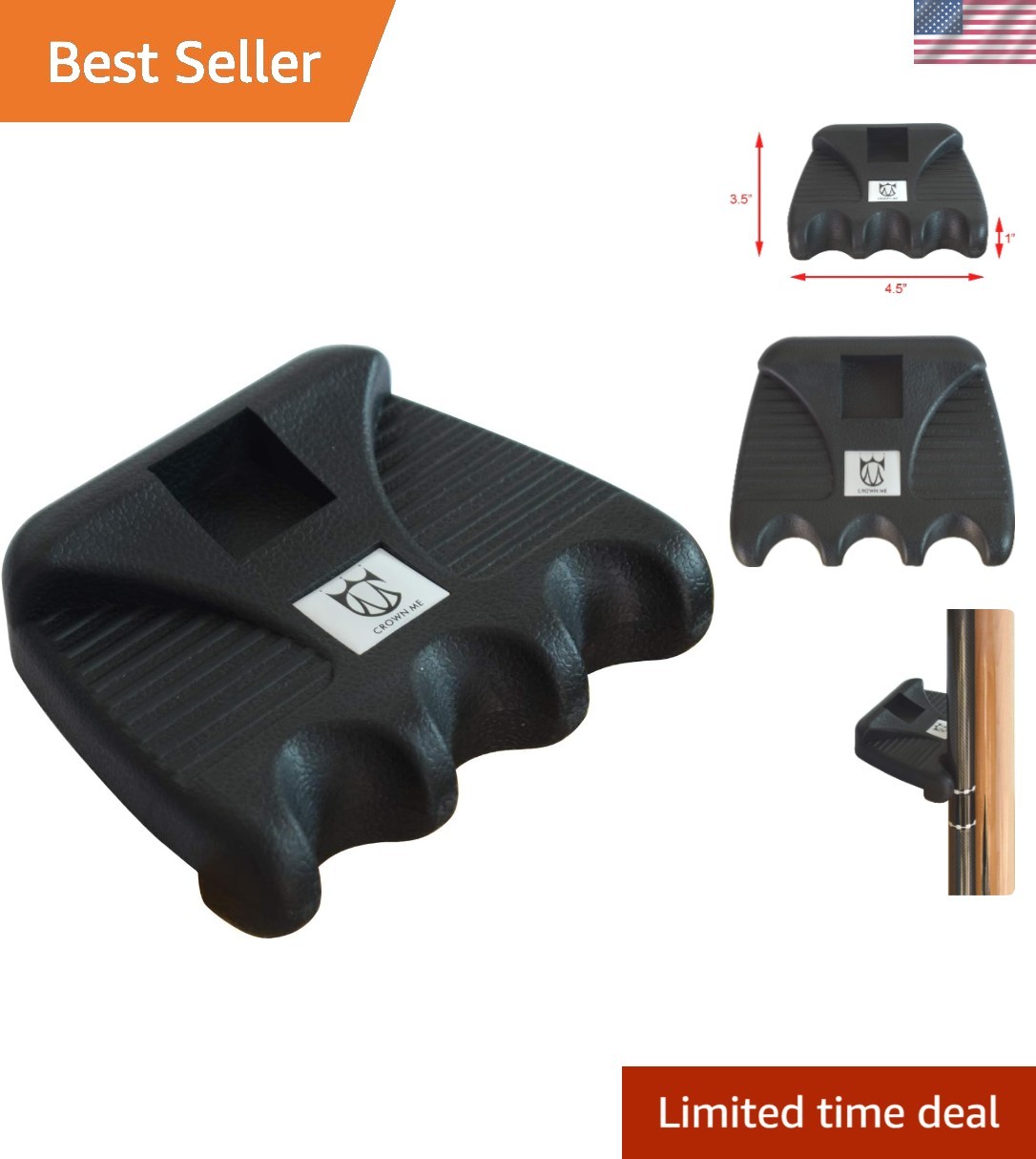 Portable Weighted 3-Hole Pool Cue Holder with Chalk Storage - Modern Design