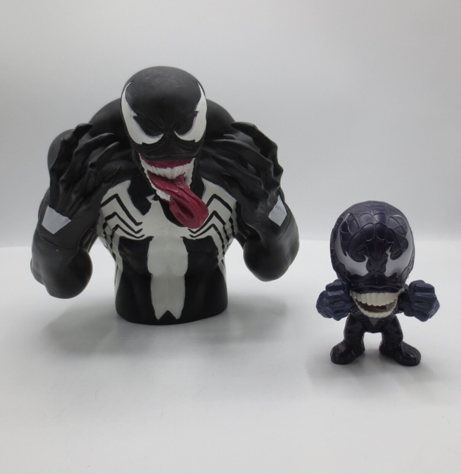 Marvel Venom Bust Coin Piggy Bank Figure And Burger King Toy Lot of 2