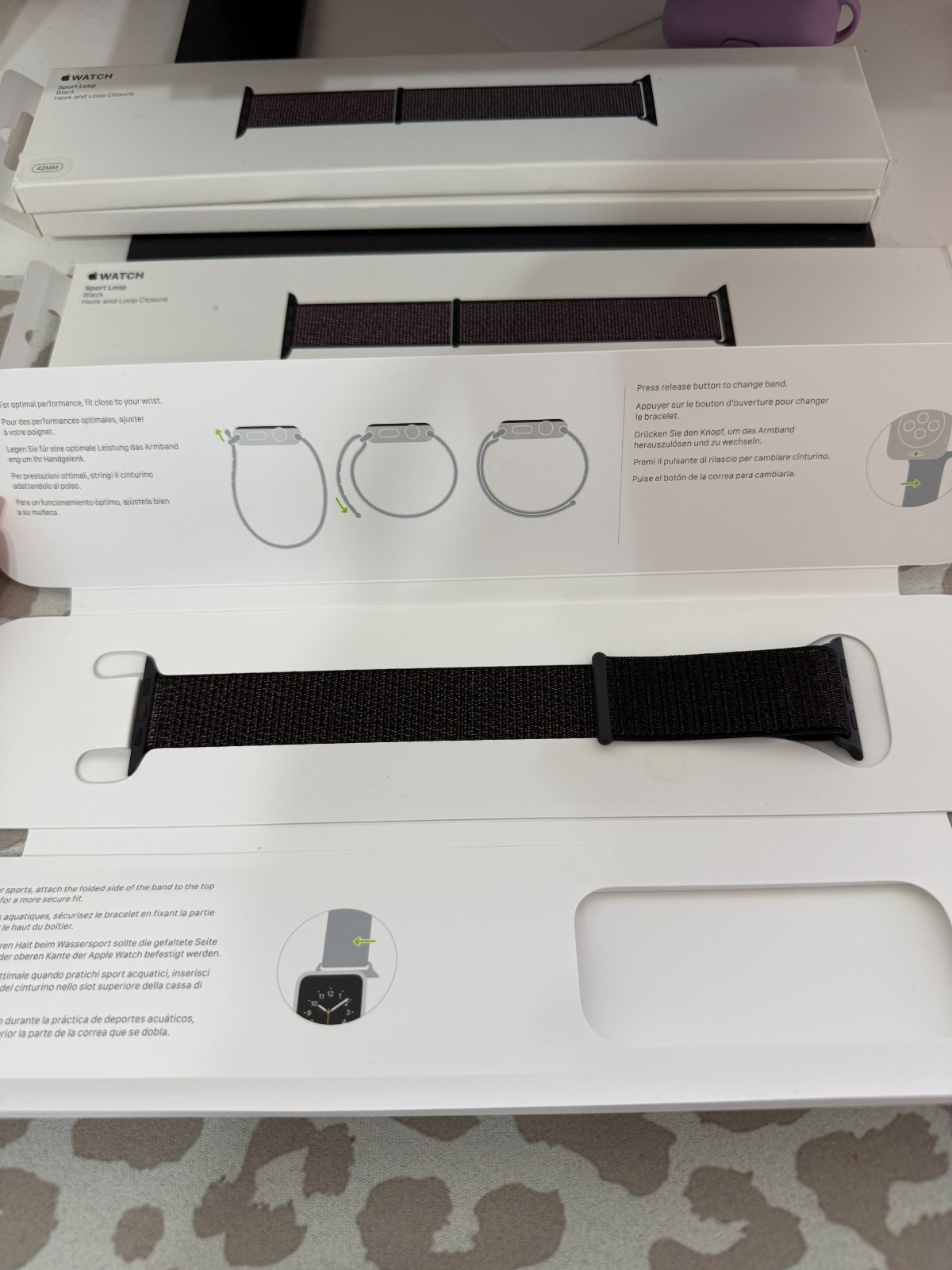 Authentic Apple Watch Band - Black Sport Loop - 38MM - Retail $49 - Opened Box