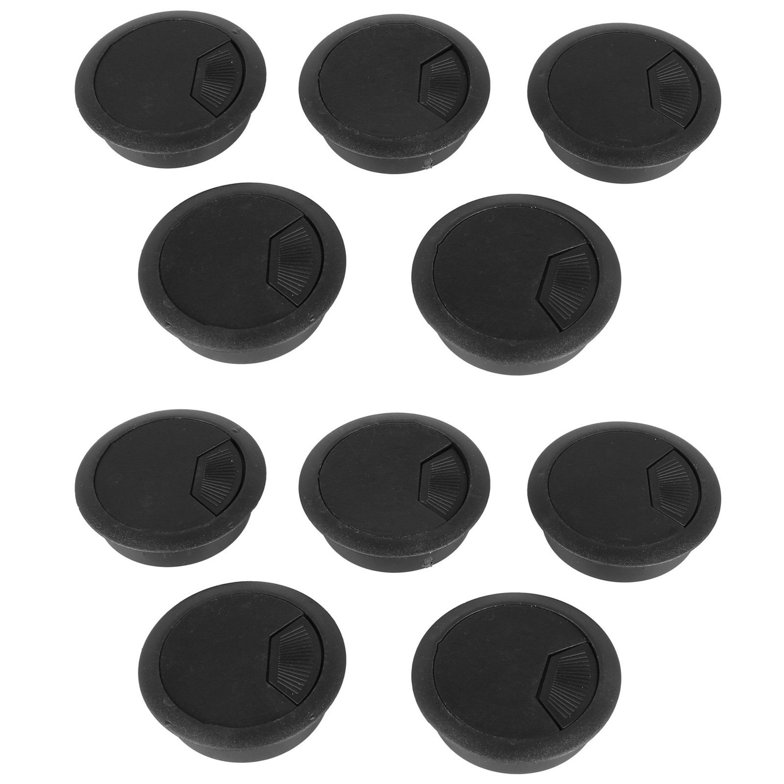 10 Pcs Black 70mm Dia Round Plastic Cable Hole Covers for Computer Desk Y1I8