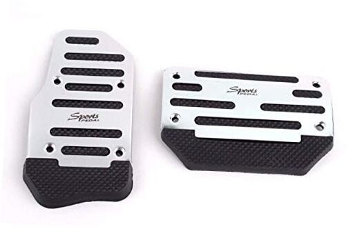 Universal Racing Sports Non-Slip Automatic Car Gas/Brake Pedal Silver Steel