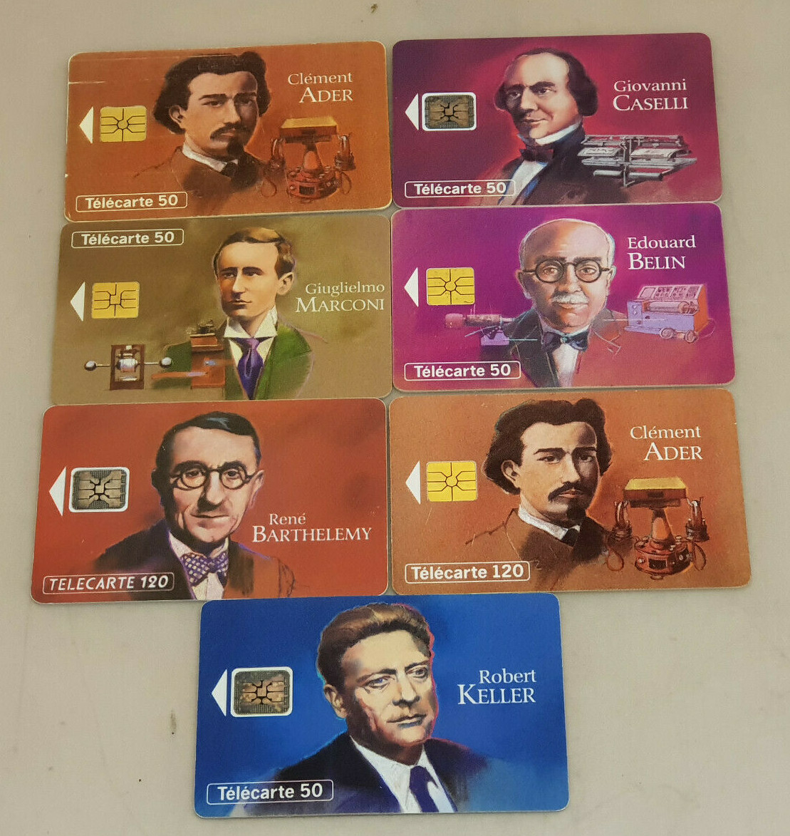 Telephone Card 50, 120 U Lot Of 6 Large Telecommunications Figures