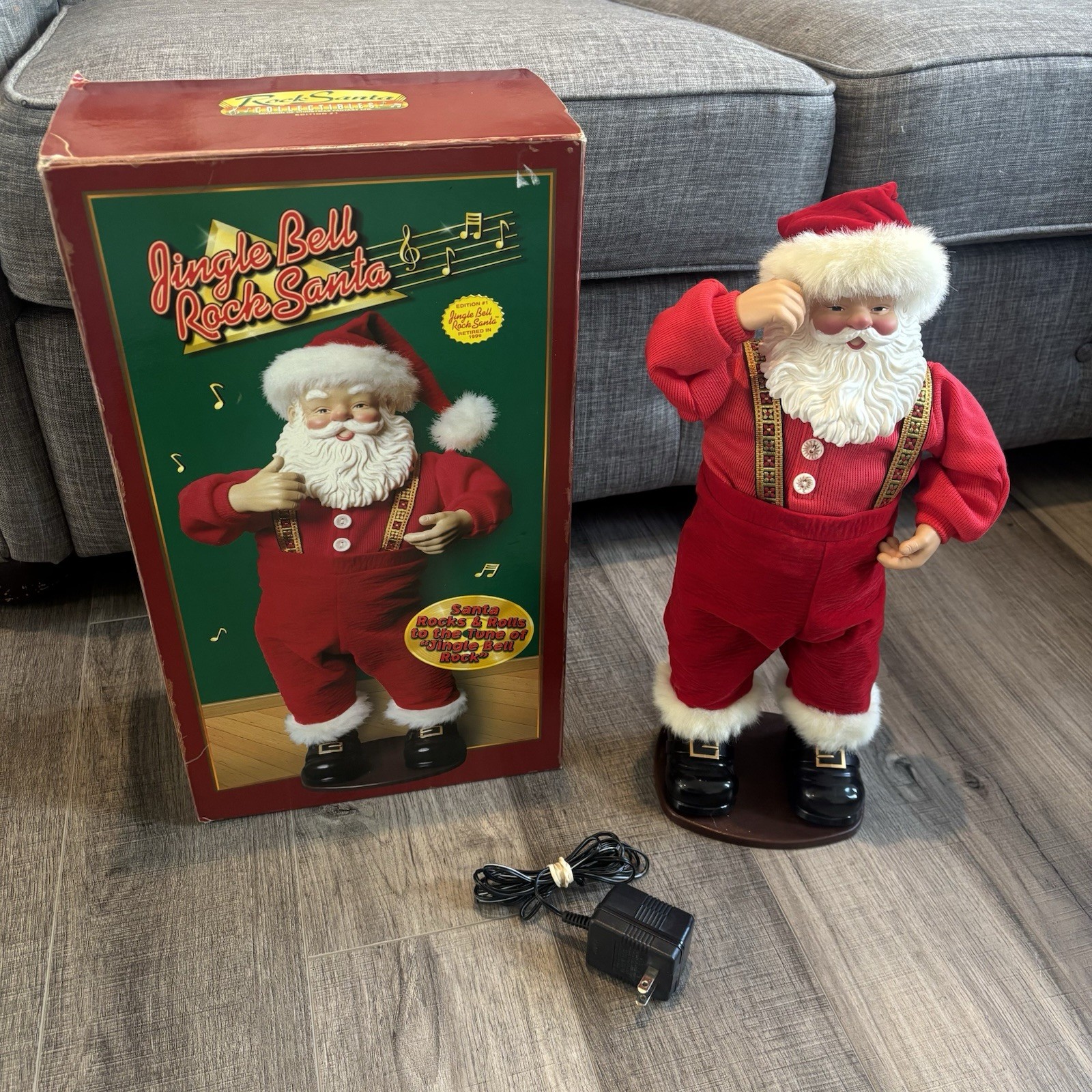 Vintage 1998 16” Animated Dancing Jingle Bell Rock Santa w/Box Working