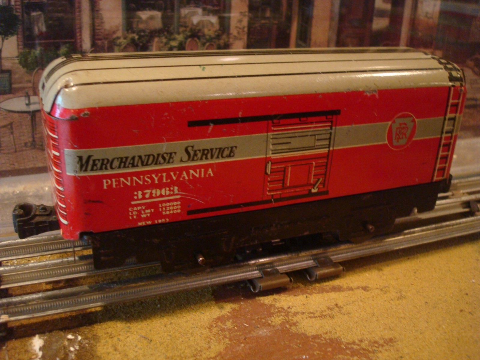 MARX TIN MERCH SERVICE #37963 BOX CAR PENNSYLVANIA RR MARLINES TINPLATE