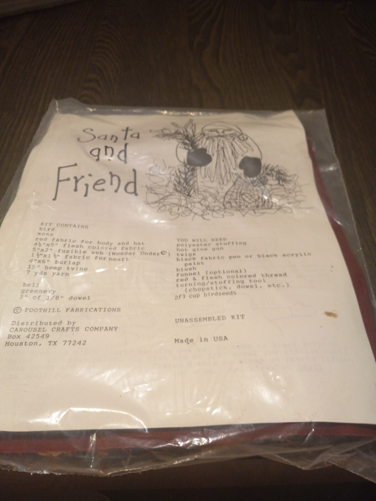 Santa And Friend Craft Kit Carousel Crafts Company Holiday Christmas