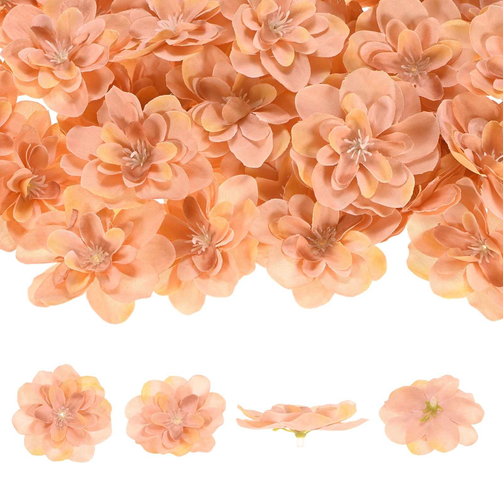 Artificial Flower Heads (2 Inch, Coffee) 50 PCS - Delphinium Silk Flowers