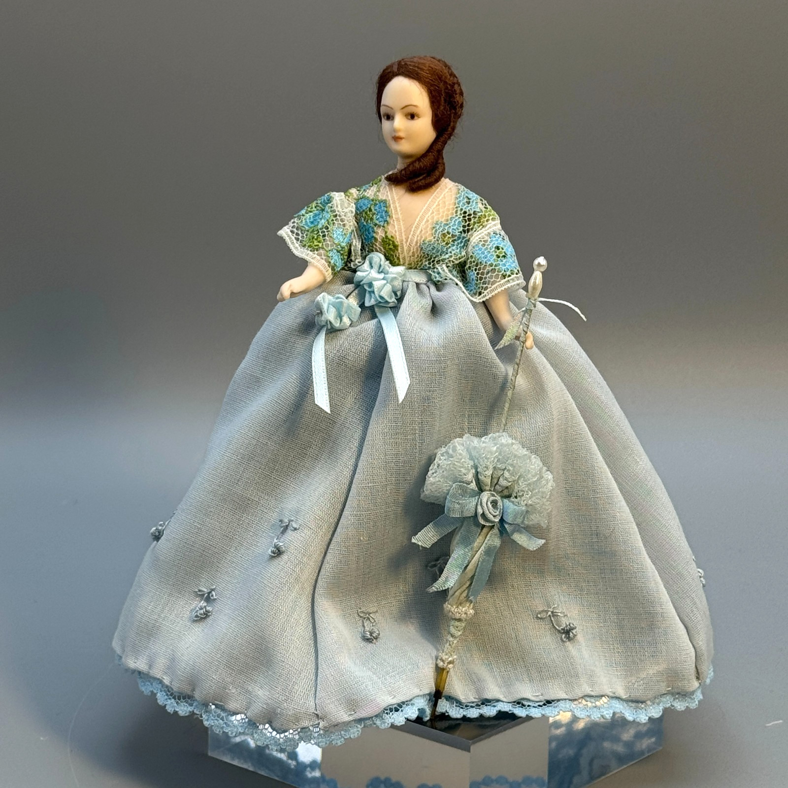 Royce Piro Artisan Dressed Victorian Porcelain Doll VTG Dollhouse Miniature 1:12