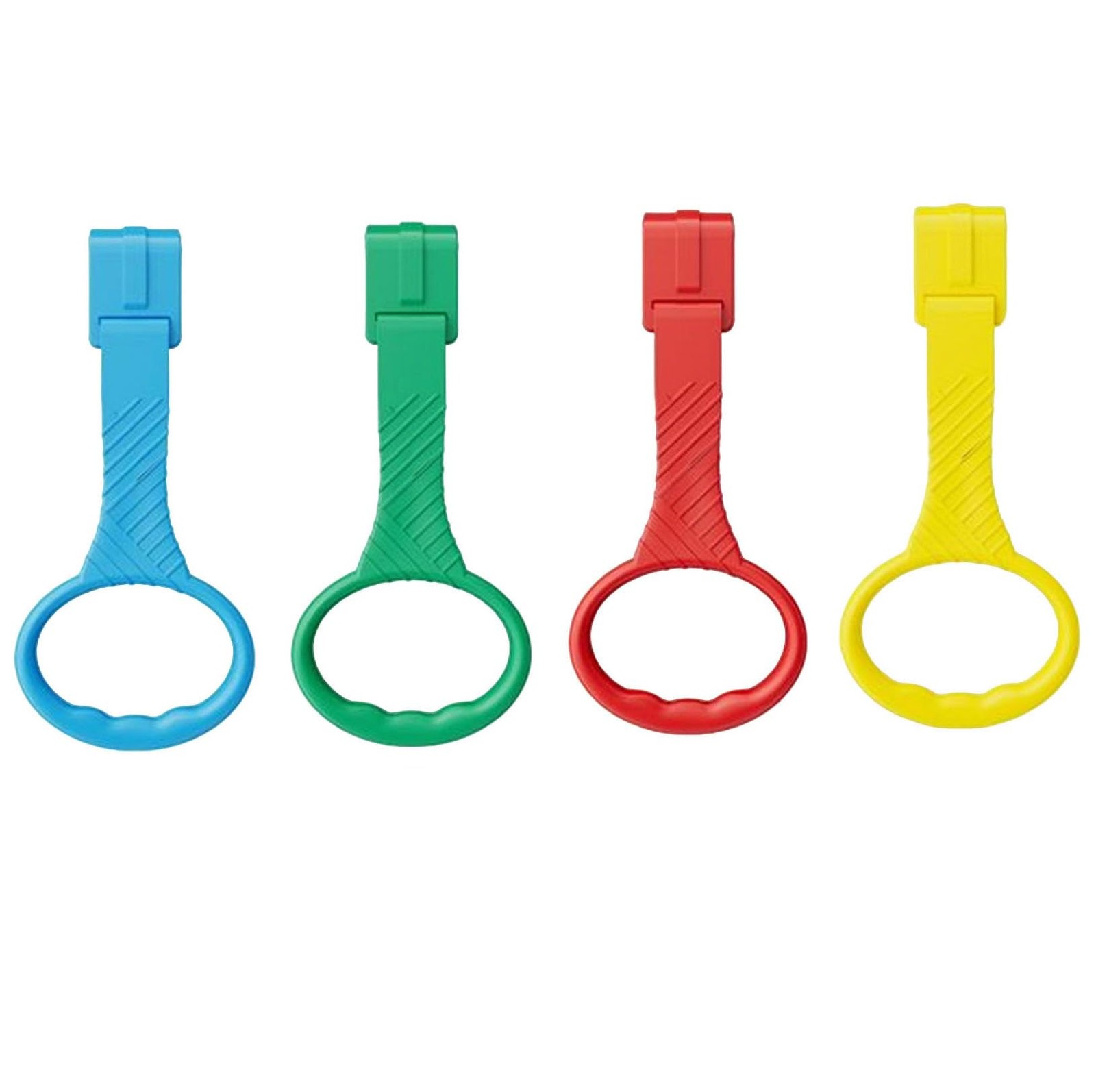 4 Pcs 4 Color Walk Assistant Plastic Crib Pull Rings for 7.5 Inch, yellow 