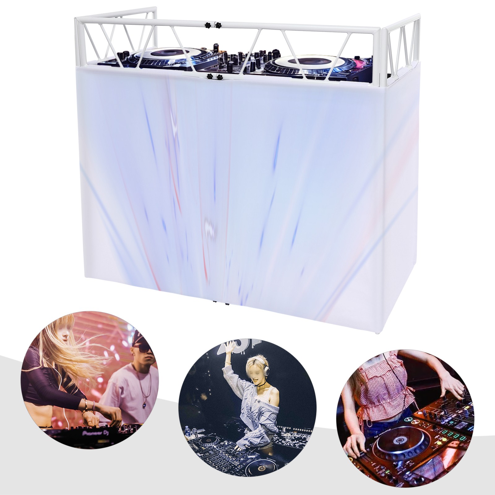 DJ Booth Portable DJ Facade Table Station Event Foldable Tabletop for Show Party