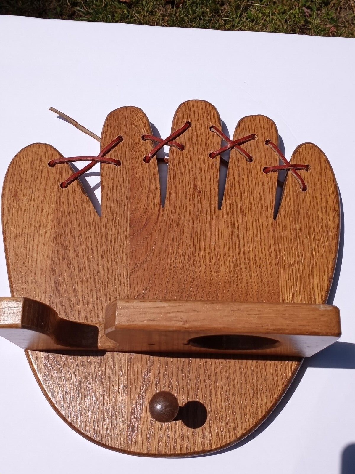WOOD BASEBALL GLOVE SHAPE BAT BALL AND HAT HOLDER