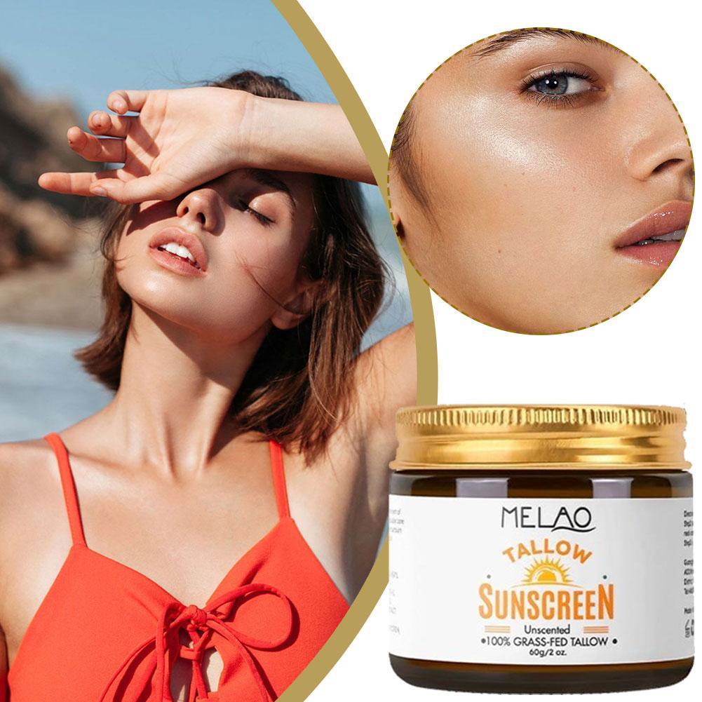 Zinc and Tallow Sunscreen - Water Resistant 50 SPF Beef Tallow Sunscr ﻿ D3 PLM