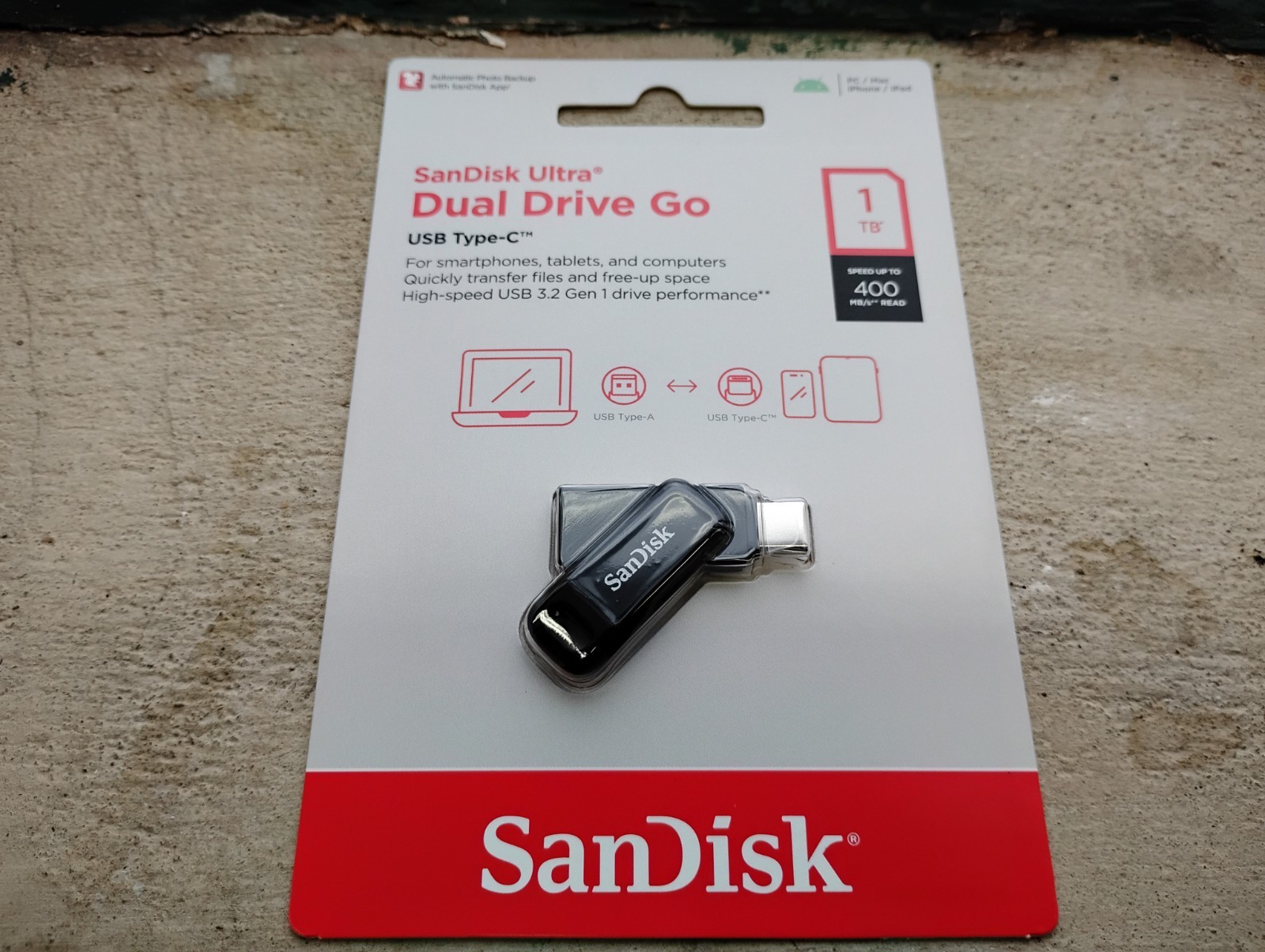 SanDisk Ultra Dual Drive Go 1TB USB 3.2 USB-C Black High-Speed Flash Drive