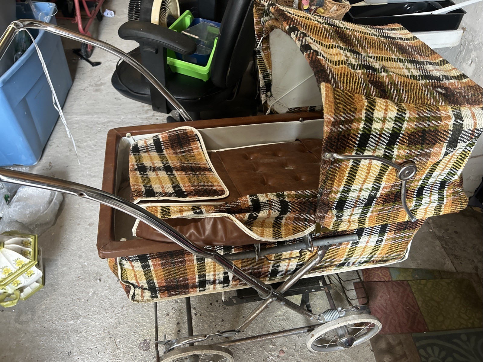 Vintage Baby Pram Plaid