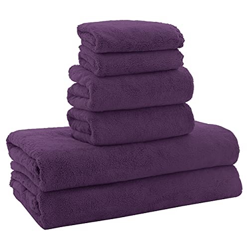  Microfiber Bath Towel Set, 6 Pack () 6 Piece Towel Set Plum