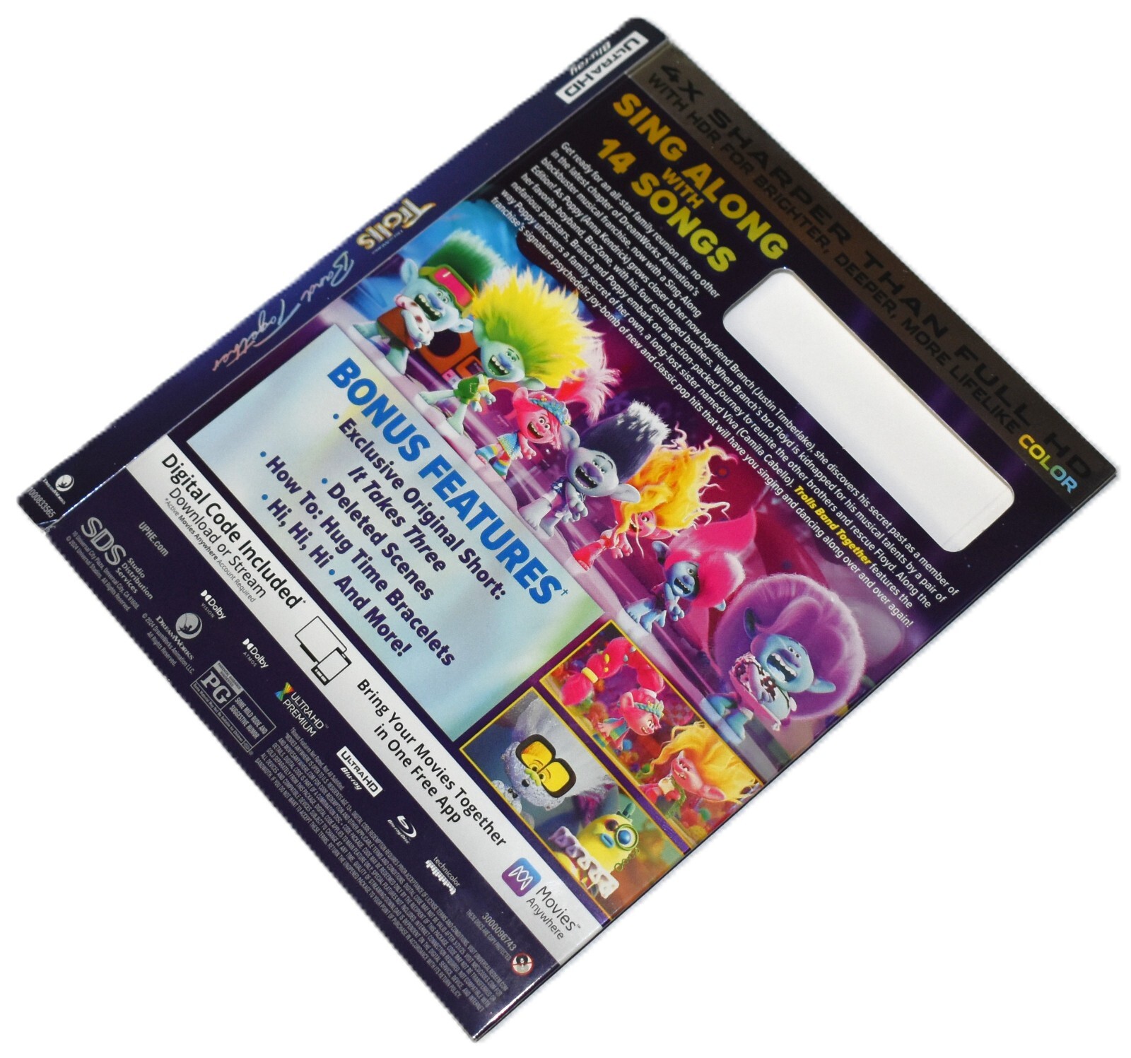UHD SLIPCOVER ONLY - Fits: Trolls Band Together 4K Ultra HD Blu-ray -COVER ONLY
