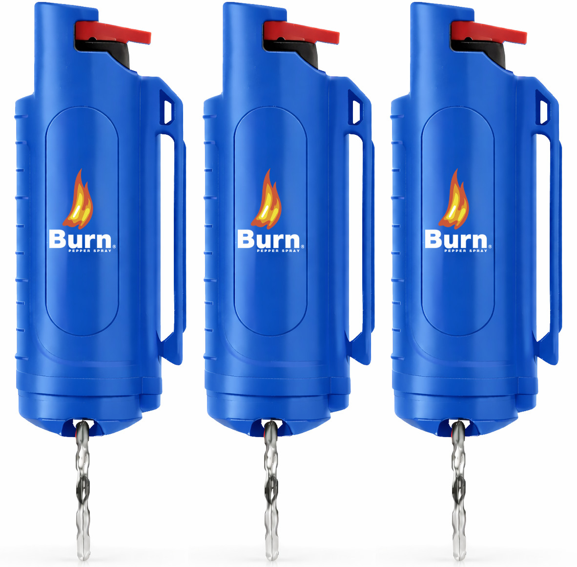 Burn 3 Pack Pepper Spray Keychain 0.5 oz Police Strength OC Blue