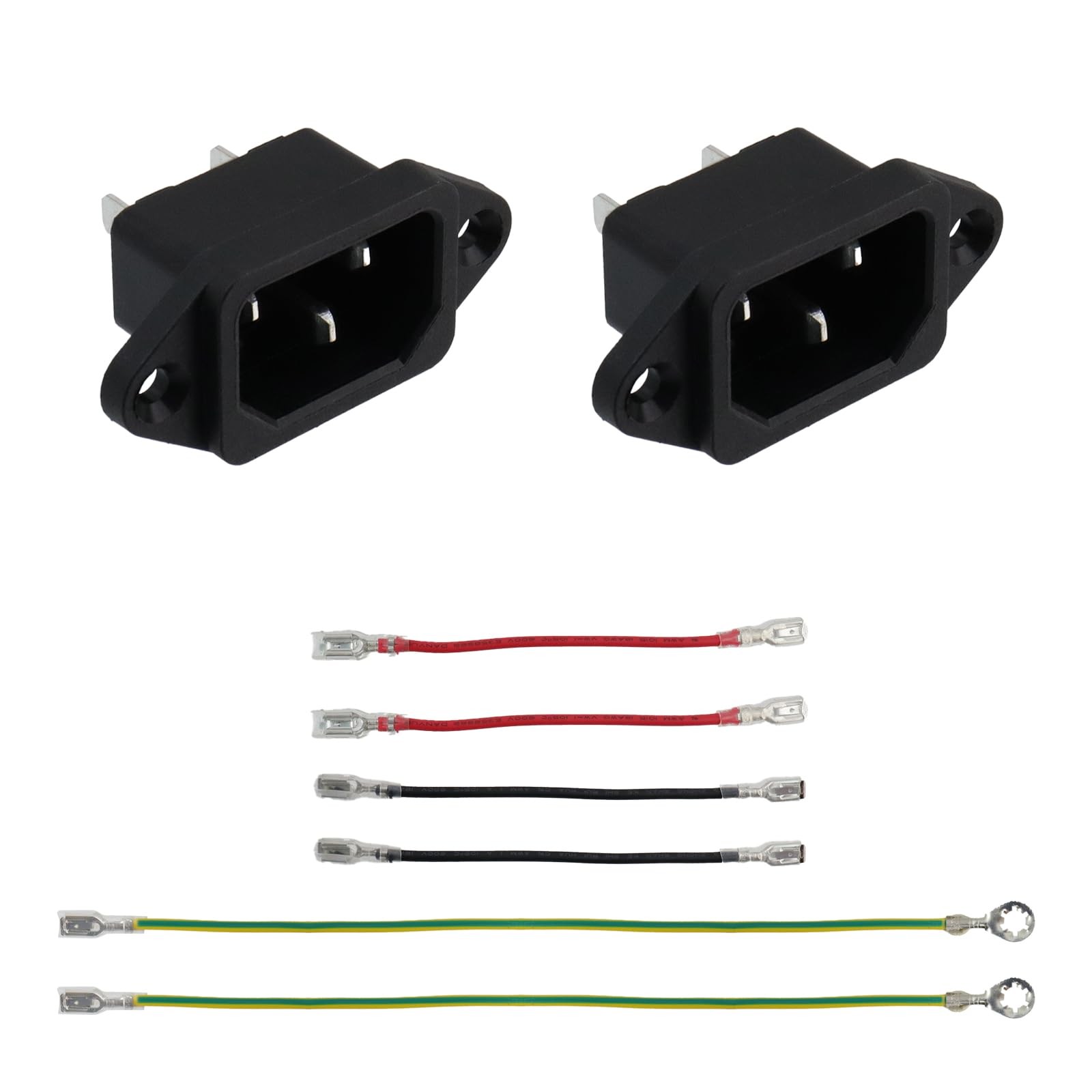 C14 Male Power Plug 2pcs IEC 320 3 Pins Screw Mount Inlet AC