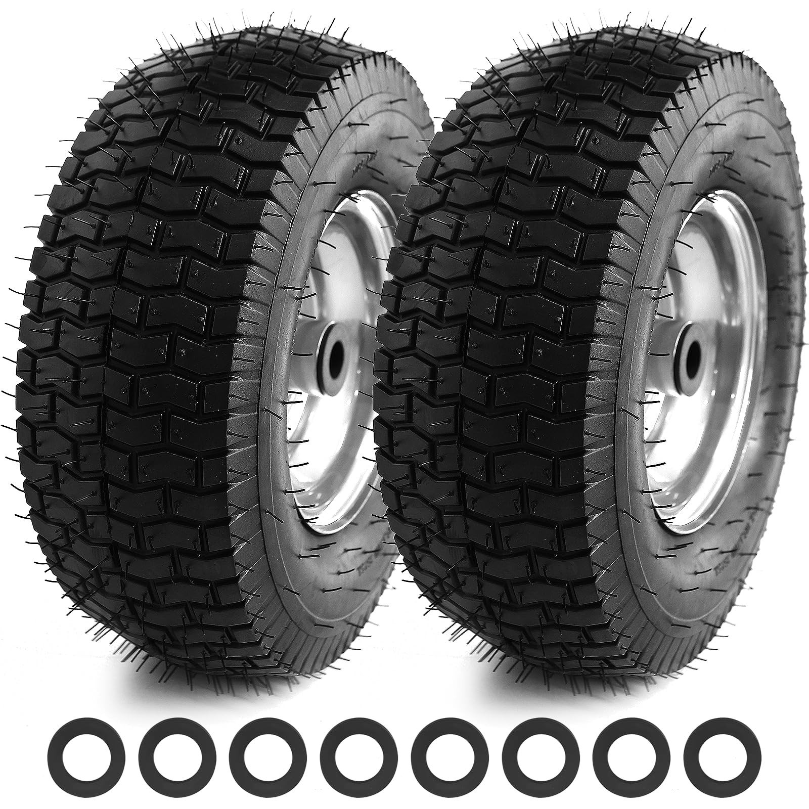 13x5.00-6 Tire and Wheel, Set of 2 Rubber Pneumatic Riding Lawn Mower Tires, ...