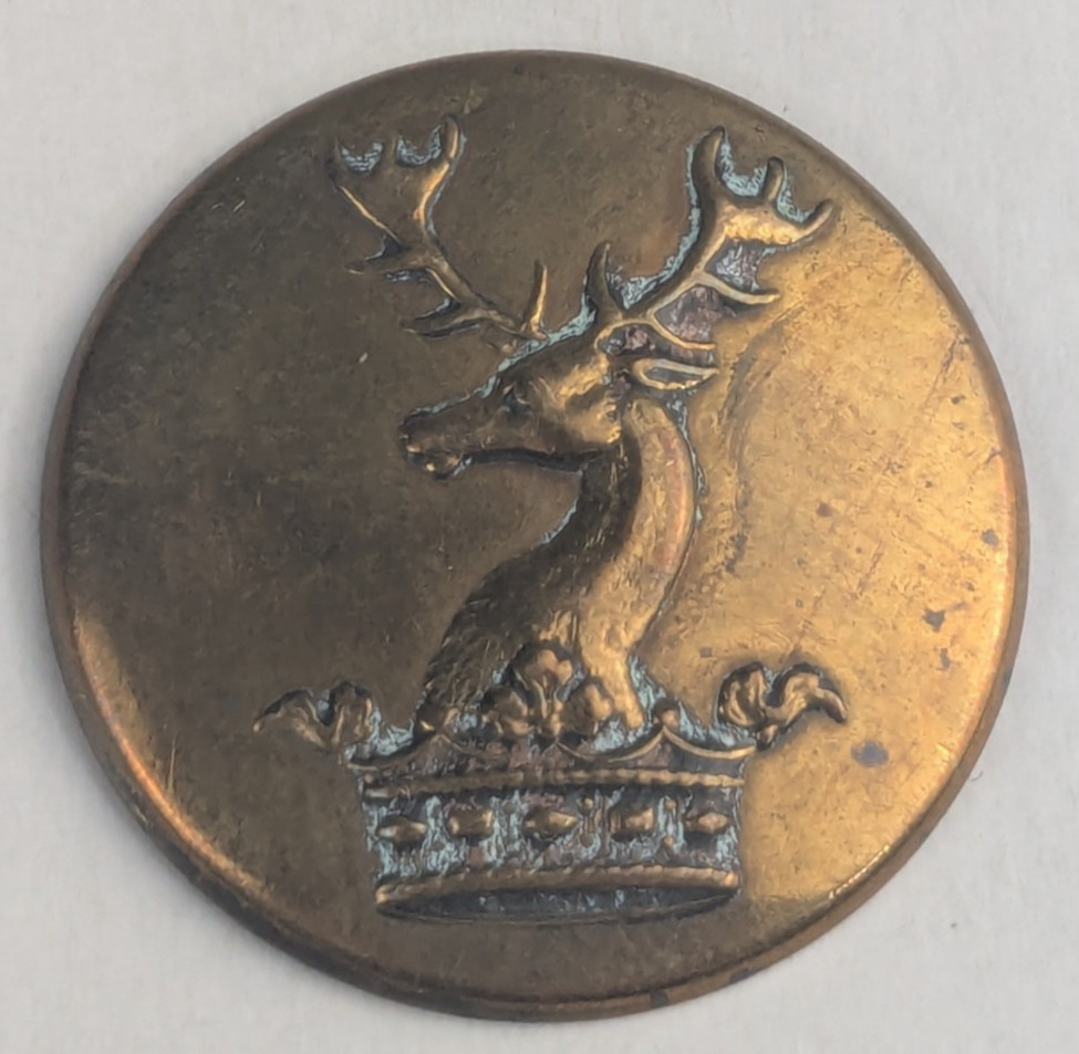 1820-30s - Stag facing Left with Crown Livery Family Crest Uniform Button  - M2B