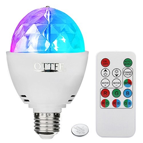 3W E26 Disco Ball Lamp RGB Rotating LED Sound Activated Strobe Light for Party 