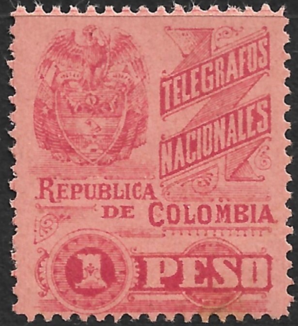 Colombia Telegraph Stamp Temprano 54 F/VF Mint Hinged OG Perf 13.5 Issued 1904