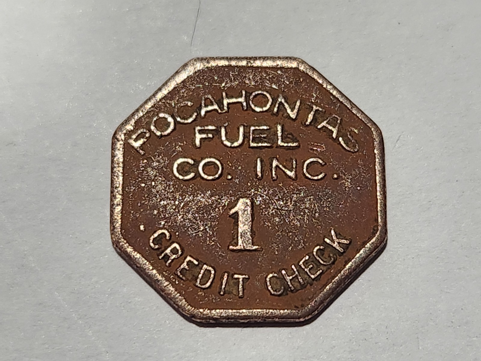 Pocahontas Fuel Co. Inc. 1¢ Trade Token, 21mm Brass