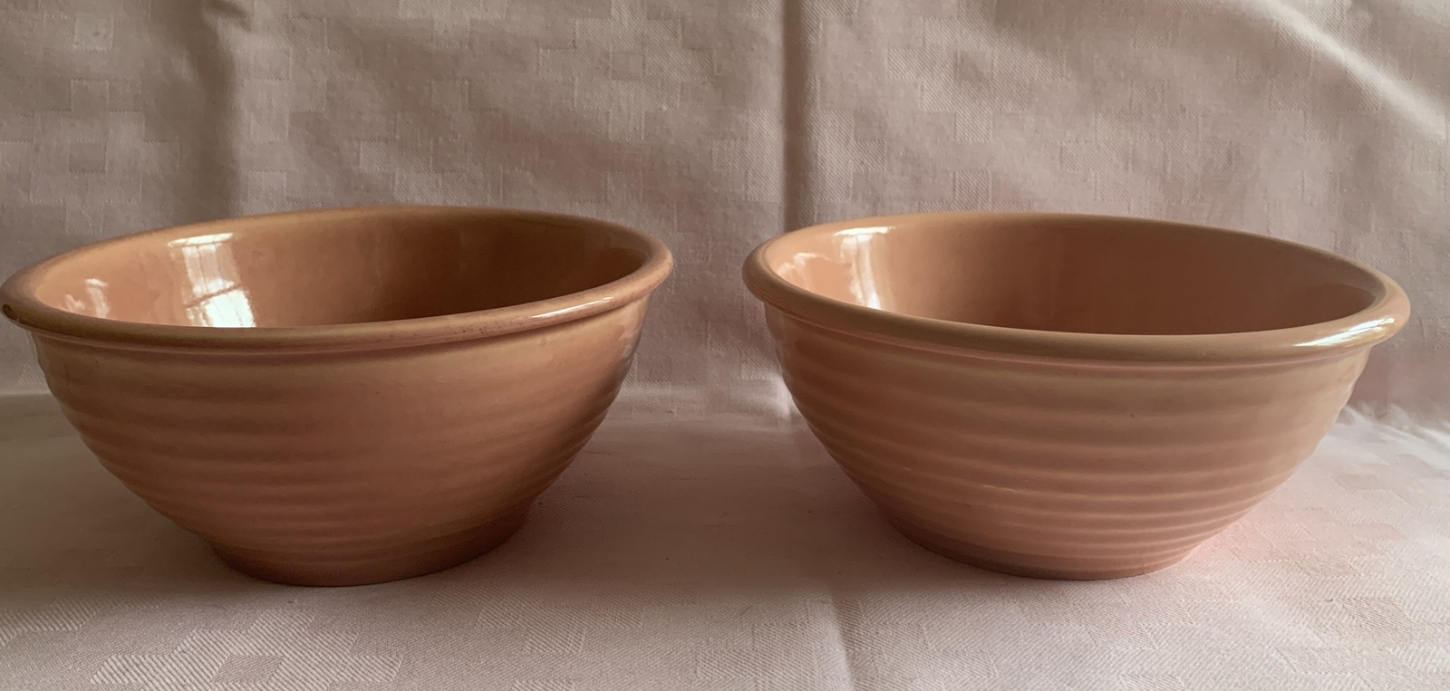 2 Vintage USA Beehive Bowls Salmon Pink Mid Century
