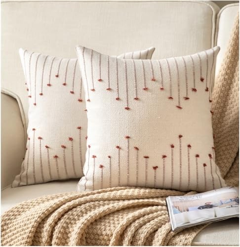  Boho Throw Pillow Covers 20x20 Set of 2 20" x 20" (Pack of 2) Rust Beige