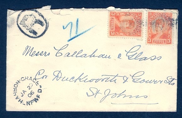 NEWFOUNDLAND HARBOR GRACE JA 20/06 SPLIT CIRCLE REGTO ST JOHN'S