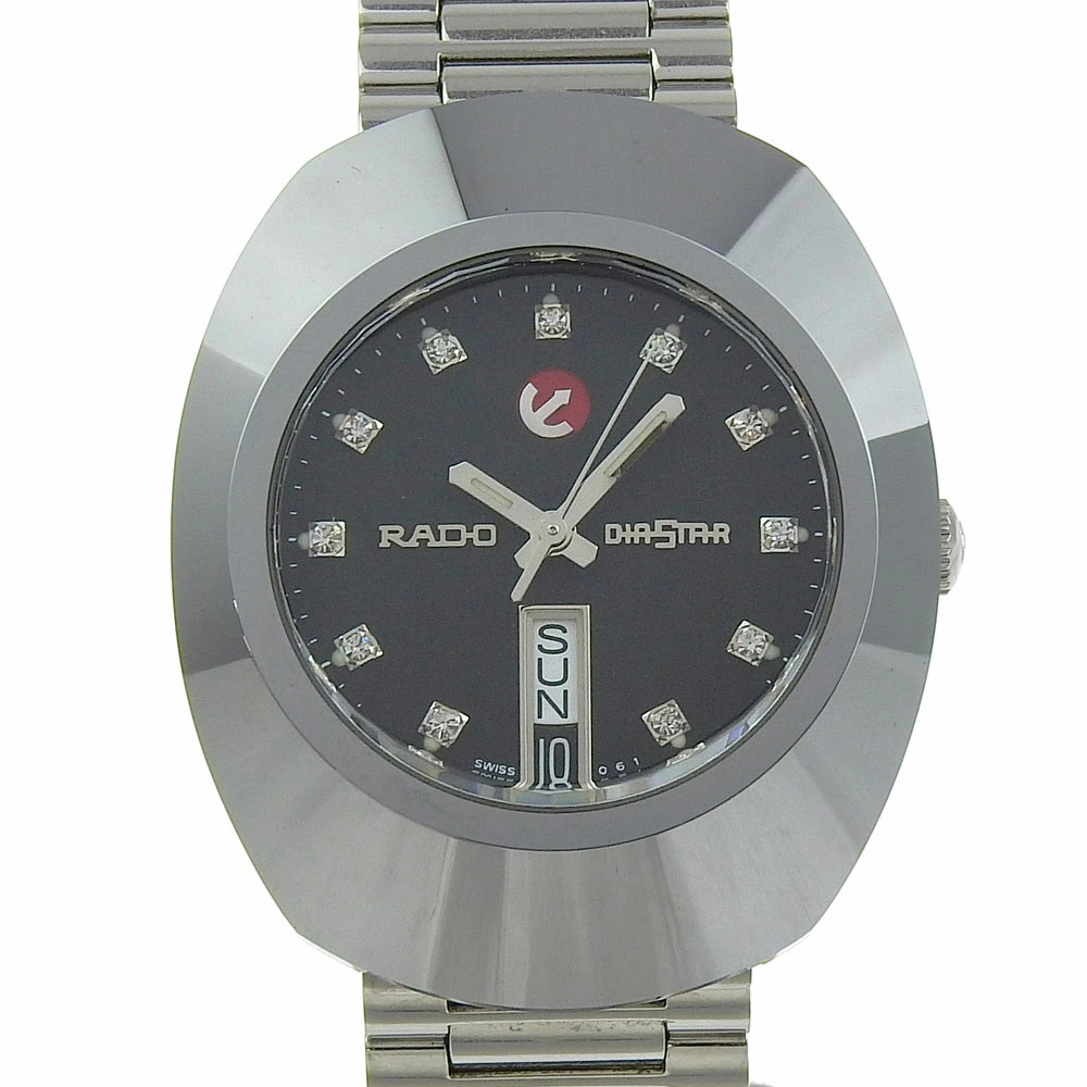 Rado SS Automatic DiaStar Day Date Watch 35mm 16cm wrist Black Dial Mens