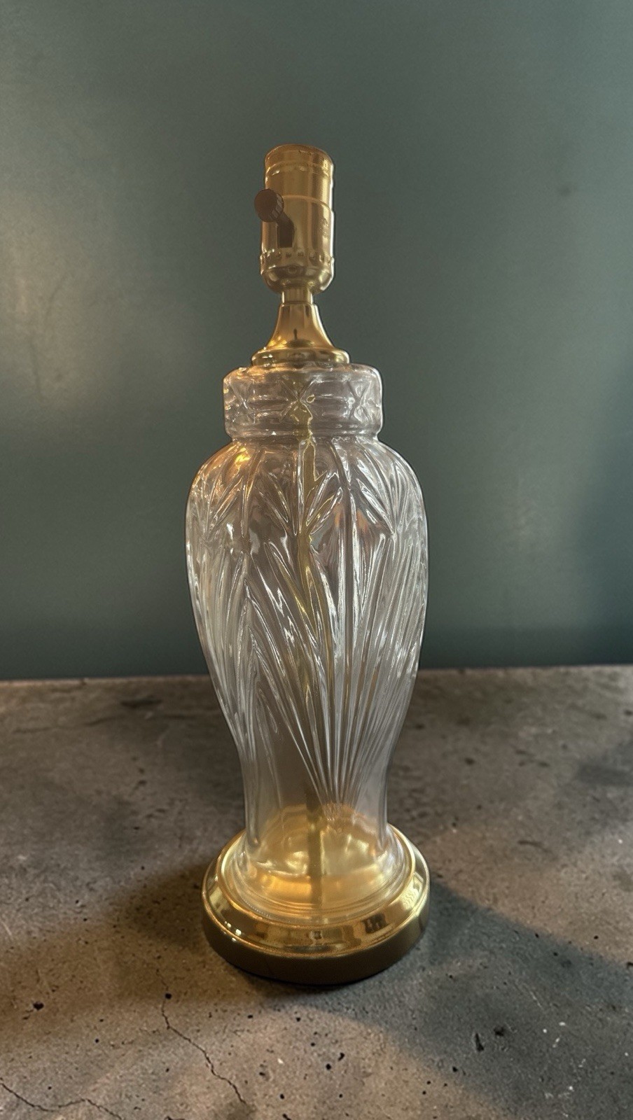 Vintage Excelsior Cut Glass Crystal Table Lamp - Hollywood Regency Style