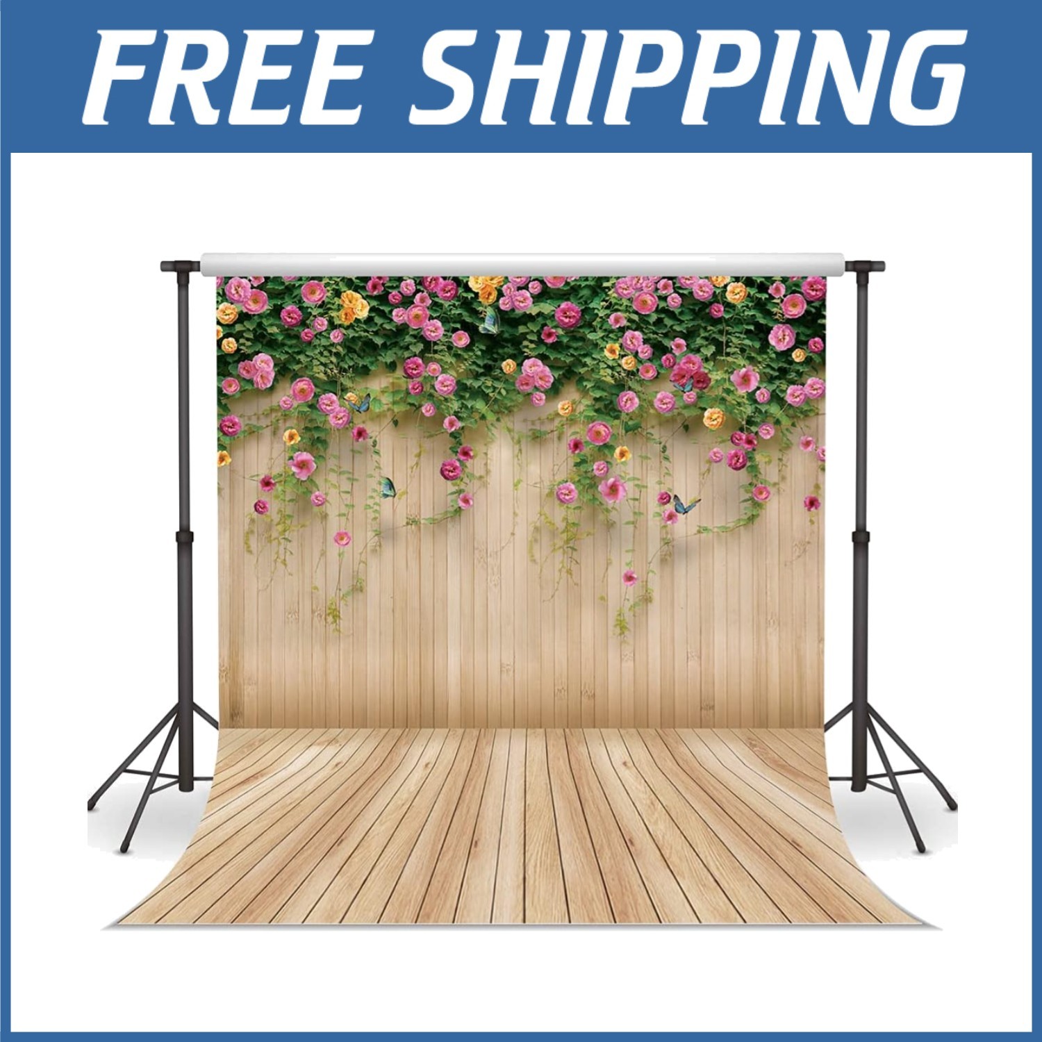 High-Resolution Spring Flower Wall Backdrop 10x10FT