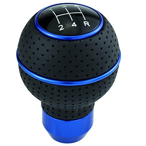 5 Speed Shifter Knob Ball Transmission Handle Car PU Leather Gear Blue Circle