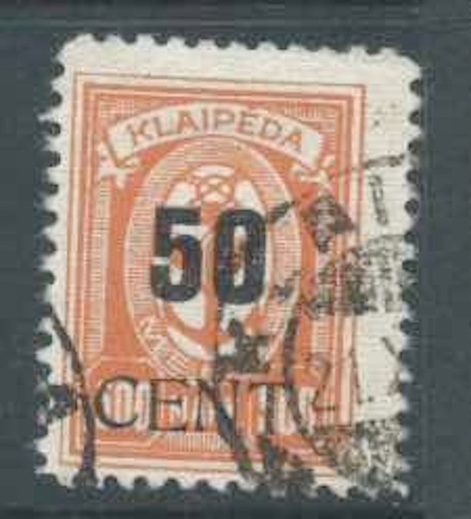 MEMEL LITUANIUM OCCUPATION 1923 SG77 50c on 500m Orange Opt Fine Used Cat £26