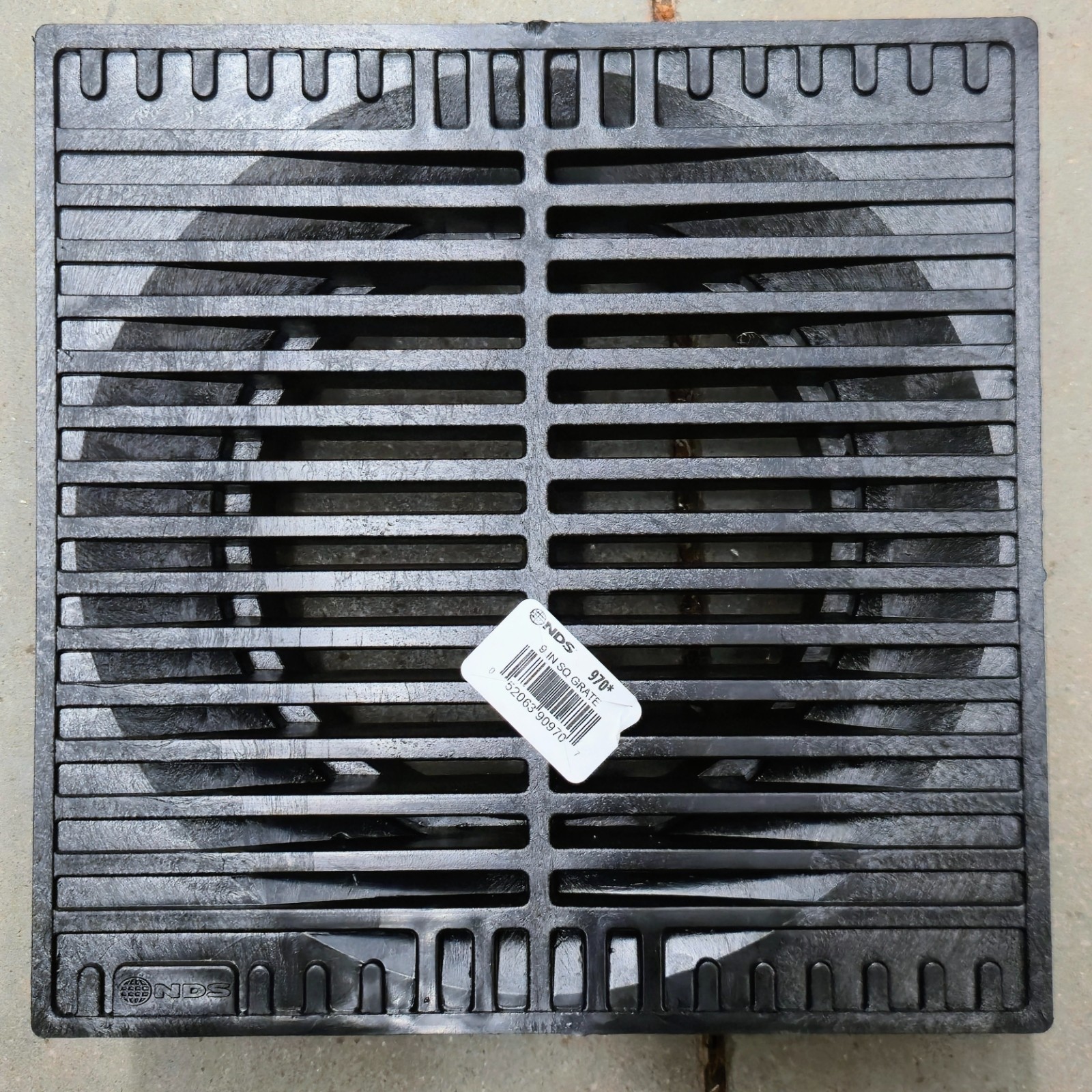 NDS 9" Plastic Square Drainage Grate - for 6" Pipe - Black #970