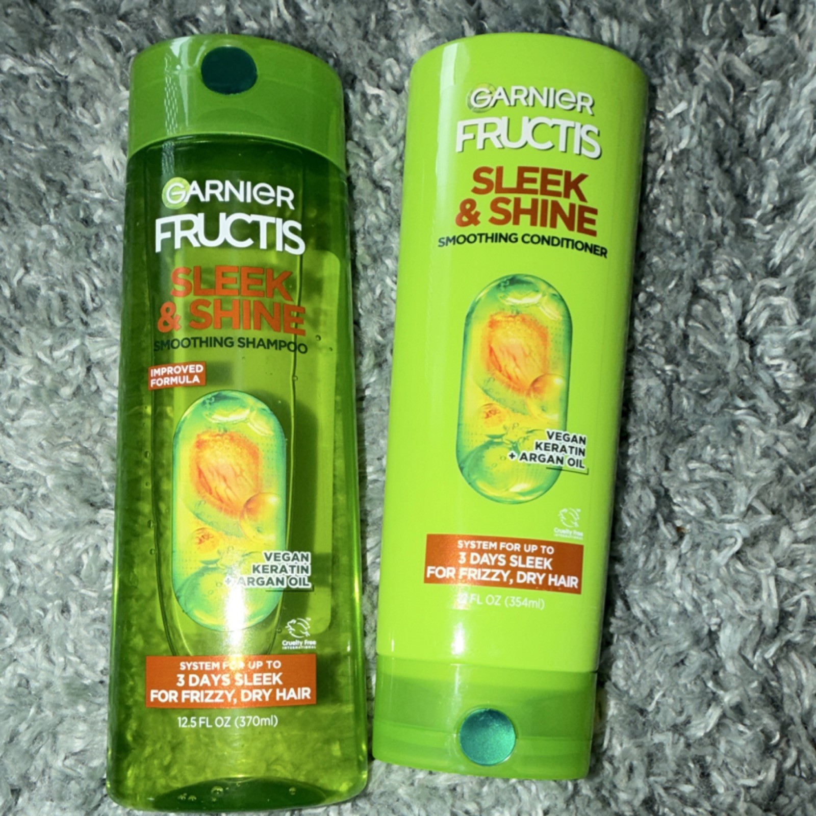 Garnier Fructis Sleek & Shine Shampoo & Conditioner Set Keratin Argan Oil 12.5 …