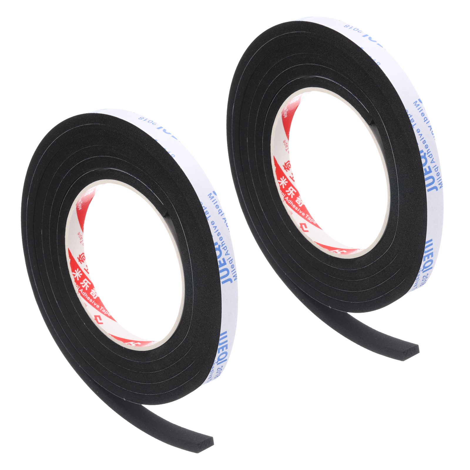 2 Roll 3/8"W x 1/5"T x 6.6Ft Self-Adhesive EVA Insulation Foam Tape, Black