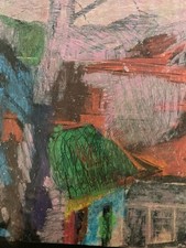 Peinture Abstrait Marie D Huile Panneau Carton 1980 Abstraction A Identifier