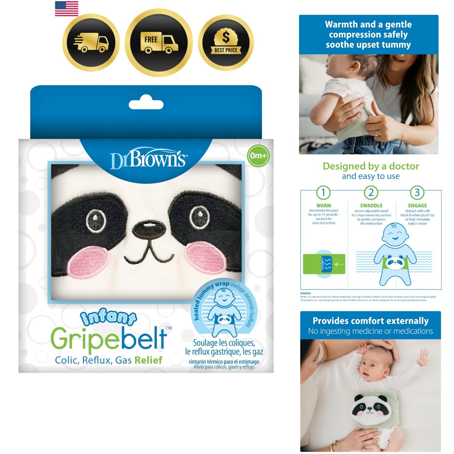 Infant Gripebelt Heated Belly Band, Soothe Baby's Tummy with Gentle Warmth an...