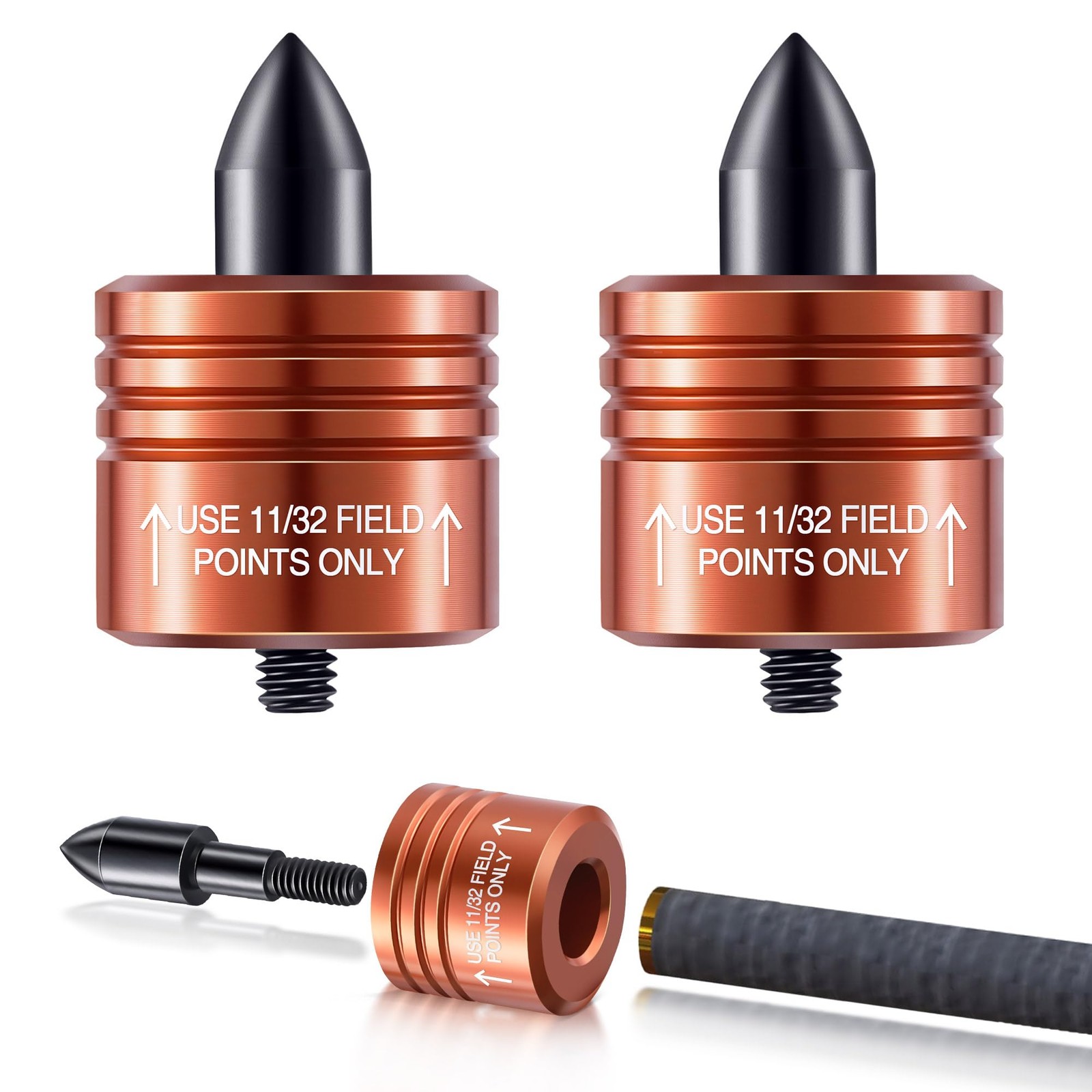 Feekoon 2 Pack Crossbow Bolt Decocking Head, Point Orange 