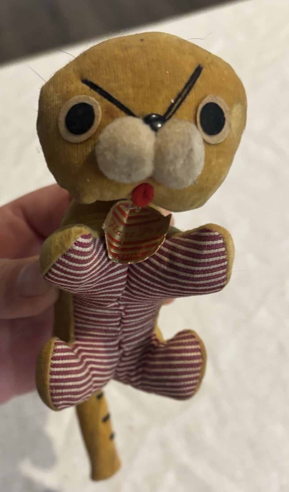 Vintage 1950s/60s Flare Toy Japan Tiger Figurine MCM Velveteen With Original Tag