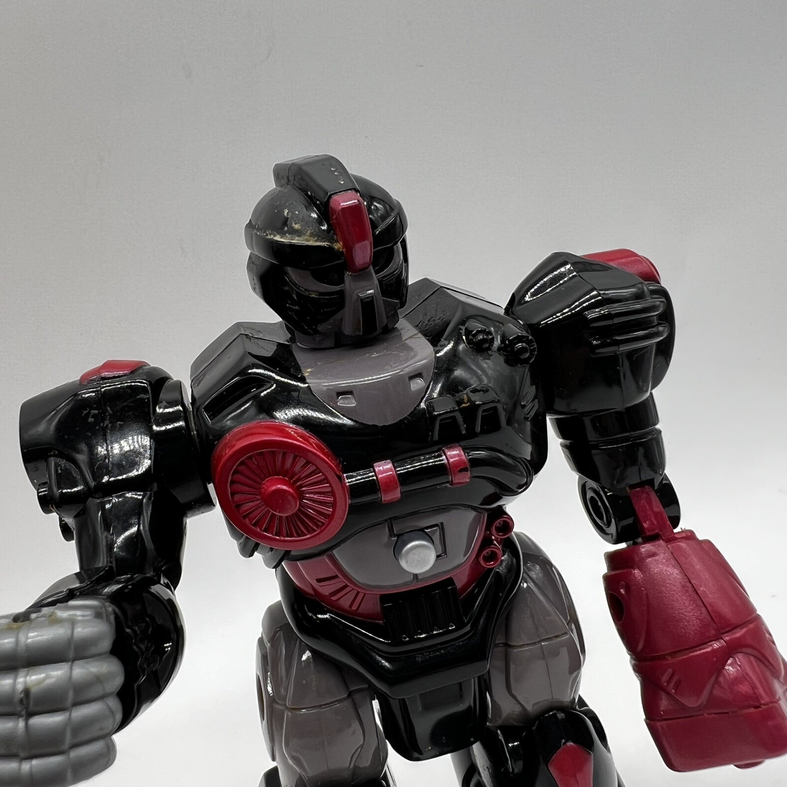 Hap-P-Kid Robot 7" Figures Black Red Gray Walking Sounds Toy works