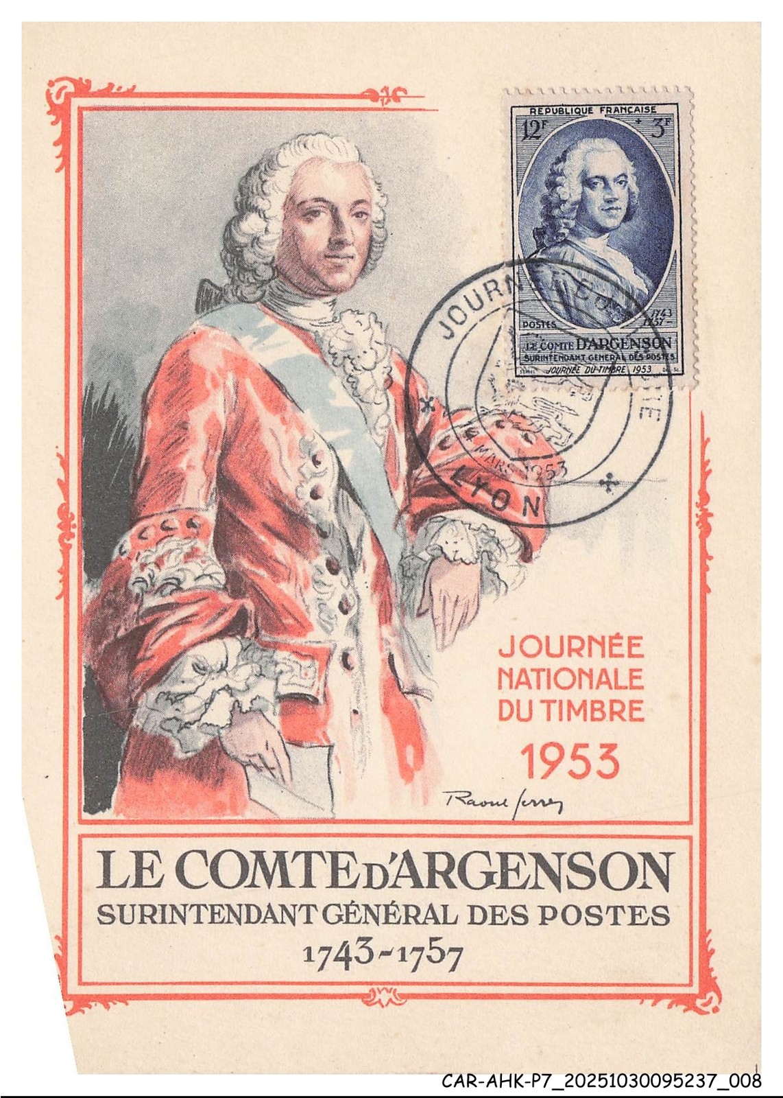 CAR-AHKP7-0350-MAXIMUM CARDS - LYON - The Count Of Argenson - National Day