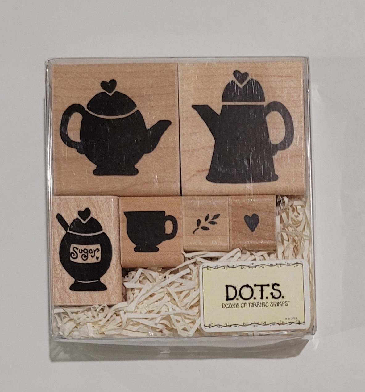 D.O.T.S. TIME FOR TEA Rubber Stamp Set (6 PC) BOLD - Coffee Tea Service