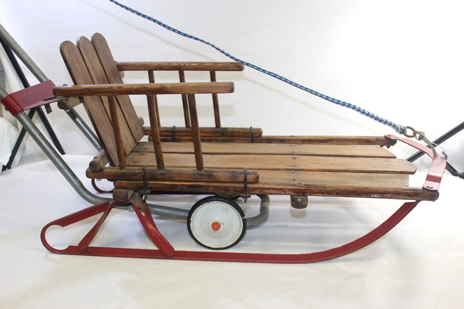 Antique Wood Baby Carriage ~ Winter Sleigh With Retractable Wheels