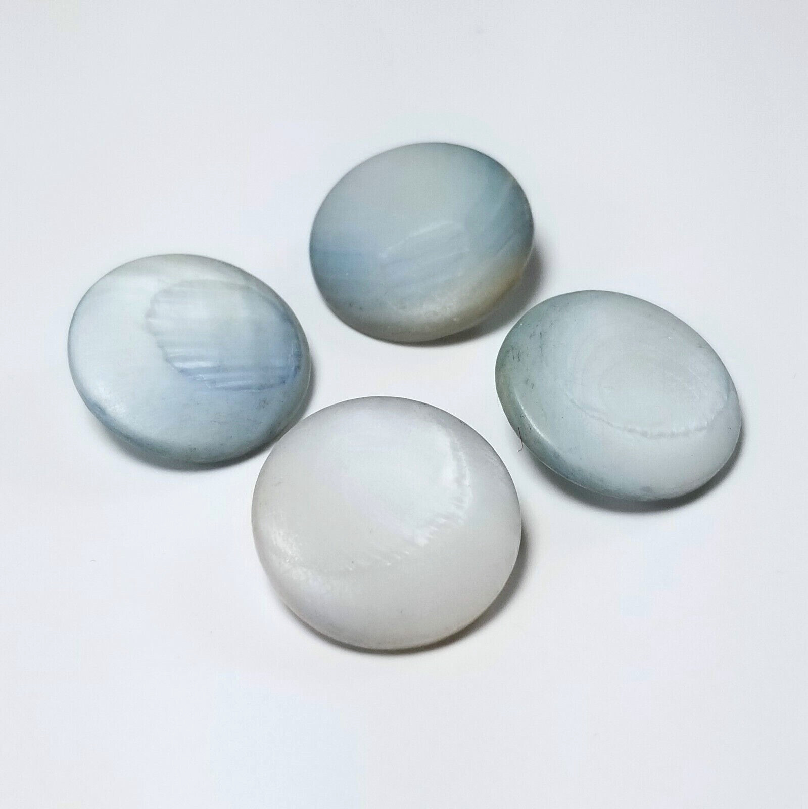 Antique Dyed Mother Of Pearl Buttons Light Blue Box Shank Set Of 4
