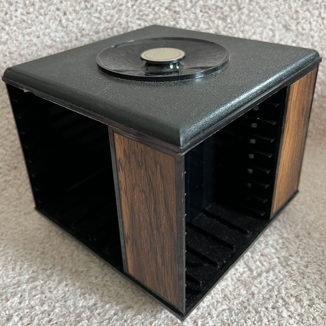 Vintage Cassette Tape Swivel Spinning Storage Case Holds 20 Or 32 Tapes