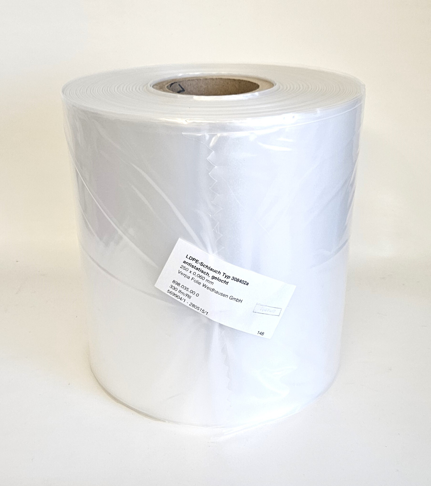 Verpa 308402A LDPE Tube Film Roll 250 X 0.06Mm 330 Lfm Bag Film Perforated