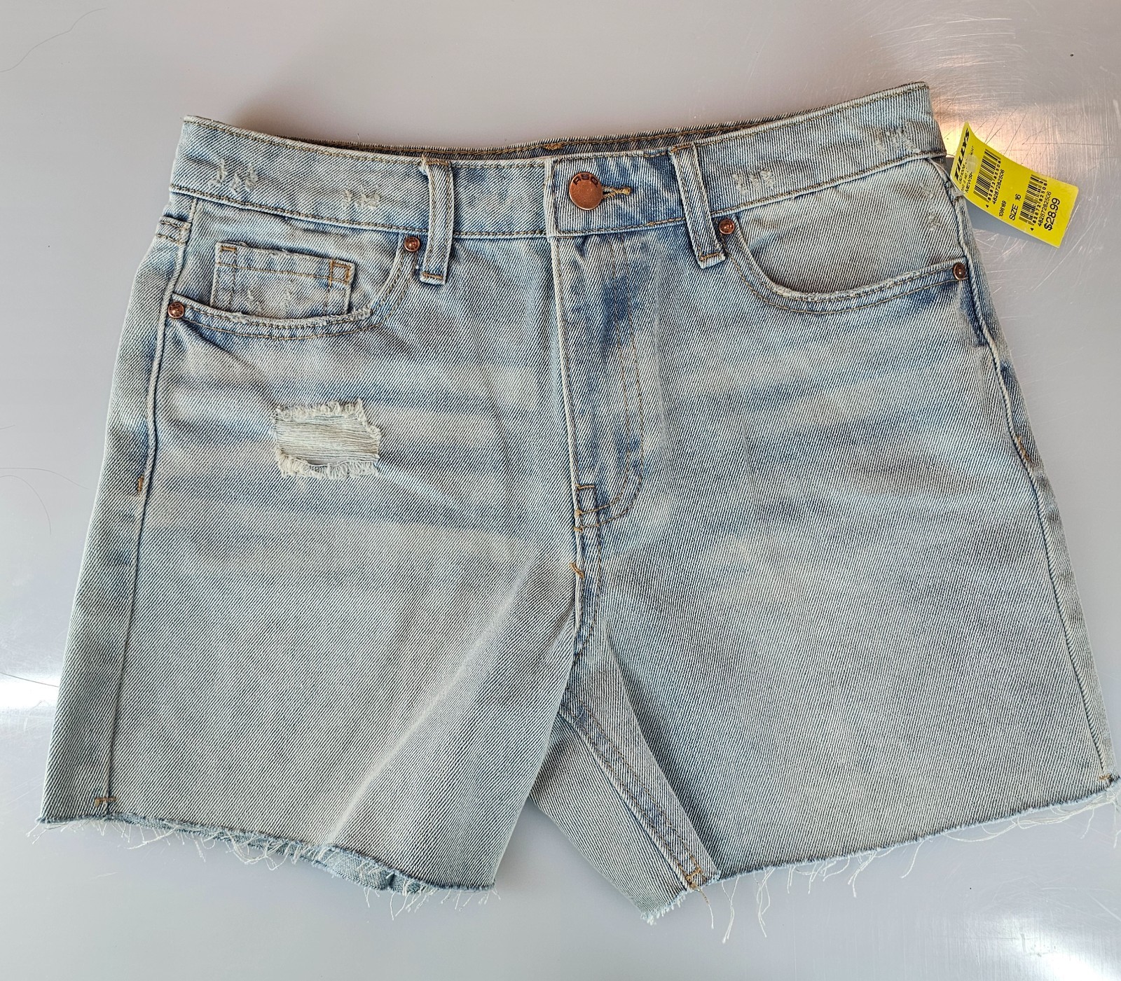 RSQ Girl Denim Shorts 16 Mid Length Short Fray Tilly NWT Med Wash GD1006